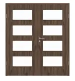 Frontansicht von HÖRMANN Doppelflügeltür Alpineiche Duradecor ProLine mit Lichtausschnitt LA 9 mit Zarge