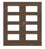 Frontansicht von HÖRMANN Doppelflügeltür Alpineiche quer Duradecor ProLine mit Lichtausschnitt LA 9 mit Zarge