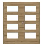 Frontansicht von HÖRMANN Doppelflügeltür Natureiche quer Duradecor ProLine mit Lichtausschnitt LA 9 mit Zarge