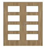 Frontansicht von HÖRMANN Doppelflügeltür Natureiche Duradecor ProLine mit Lichtausschnitt LA 9 mit Zarge