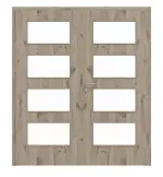 Frontansicht von HÖRMANN Doppelflügeltür Nordeiche Duradecor ProLine mit Lichtausschnitt LA 9 mit Zarge