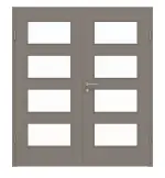 Frontansicht von Doppelflügeltür LA 9 Basic Taupe RAL 7048 Lack inkl. Zarge - Huga