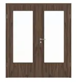 Frontansicht von HÖRMANN Doppelflügeltür Alpineiche Duradecor ProLine mit Lichtausschnitt LA-DIN mit Zarge