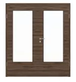 Frontansicht von HÖRMANN Doppelflügeltür Alpineiche quer Duradecor ProLine mit Lichtausschnitt LA-DIN mit Zarge