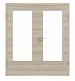 Frontansicht von HÖRMANN Doppelflügeltür Gebürstete Lärche hell quer Duradecor ProLine mit Lichtausschnitt LA-DIN mit Zarge