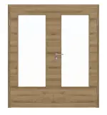 Frontansicht von HÖRMANN Doppelflügeltür Natureiche quer Duradecor ProLine mit Lichtausschnitt LA-DIN mit Zarge