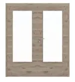 Frontansicht von HÖRMANN Doppelflügeltür Nordeiche quer Duradecor ProLine mit Lichtausschnitt LA-DIN mit Zarge