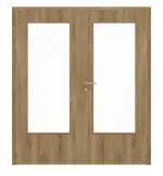 Frontansicht von HÖRMANN Doppelflügeltür Natureiche Duradecor ProLine mit Lichtausschnitt LA-DIN mit Zarge