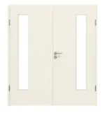 Frontansicht von Reinweiß RAL 9010 LA 24 bandseitig ProLine Lack Doppelflügeltür inkl. Zarge - Hörmann