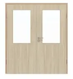 Frontansicht von Doppelflügeltür Basic Eiche Bernstein 4.16 mit Lichtausschnitt mit Zarge