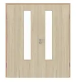 Frontansicht von Doppelflügeltür Basic Eiche Bernstein 4.18 mit Lichtausschnitt mit Zarge