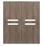 Frontansicht von CLASSEN Doppelflügeltür Century M2 Esche Graphit Iridium mit Lichtausschnitt inkl. Zarge