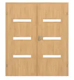 Frontansicht von CLASSEN Doppelflügeltür Century M3 Eiche geölt 3D Look mit Lichtausschnitt inkl. Zarge