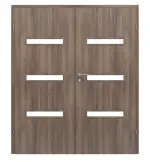 Frontansicht von CLASSEN Doppelflügeltür Century M3 Esche Graphit Iridium mit Lichtausschnitt inkl. Zarge