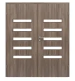 Frontansicht von CLASSEN Doppelflügeltür Century M6 Esche Graphit Iridium mit Lichtausschnitt inkl. Zarge