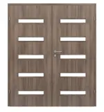 Frontansicht von CLASSEN Doppelflügeltür Century M7 Esche Graphit Iridium mit Lichtausschnitt inkl. Zarge