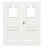 Frontansicht von CLASSEN Doppelflügeltür Classic 1/3 RAL 9003 Weißlack mit Lichtausschnitt inkl. Zarge PL-Norm