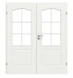 Frontansicht von CLASSEN Doppelflügeltür Classic 2/3 RAL 9003 Weißlack mit Lichtausschnitt inkl. Zarge PL-Norm