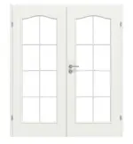 Frontansicht von CLASSEN Doppelflügeltür Classic 3/3 RAL 9003 Weißlack mit Lichtausschnitt inkl. Zarge PL-Norm