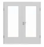 Frontansicht von JELD-WEN Doppelflügeltür Classic Nickelgrau ähnlich RAL 7047 ExpertLack mit Lichtausschnitt LÖ-33 mit Zarge