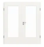 Frontansicht von JELD-WEN Doppelflügeltür Classic Brillantweiß ähnlich RAL 9016 ExpertLack mit Lichtausschnitt LÖ-33 mit Zarge