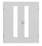 Frontansicht von JELD-WEN Doppelflügeltür Classic Nickelgrau ähnlich RAL 7047 ExpertLack mit Lichtausschnitt LÖ-72 schlossseitig mit Zarge