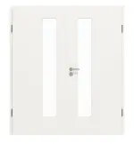 Frontansicht von JELD-WEN Doppelflügeltür Classic Brillantweiß ähnlich RAL 9016 ExpertLack mit Lichtausschnitt LÖ-72 schlossseitig mit Zarge