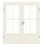 Frontansicht von GARANT Doppelflügeltür Como Weißlack mit Lichtausschnitt CKL1 Sprosse SP0 mit Zarge