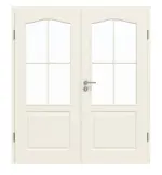 Frontansicht von GARANT Doppelflügeltür Como Weißlack mit Lichtausschnitt CKL2 Sprosse SP0 mit Zarge