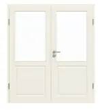 Frontansicht von GARANT Doppelflügeltür Como Weißlack mit Lichtausschnitt CKL3 mit Zarge