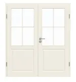 Frontansicht von GARANT Doppelflügeltür Como Weißlack mit Lichtausschnitt CKL3 Sprosse SP0 mit Zarge