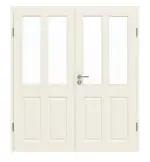 Frontansicht von GARANT Doppelflügeltür Como Weißlack mit Lichtausschnitt CKL4/2 mit Zarge