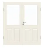 Frontansicht von GARANT Doppelflügeltür Como Weißlack mit Lichtausschnitt CKL4 mit Zarge