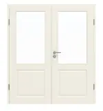 Frontansicht von GARANT Doppelflügeltür Como Weißlack mit Lichtausschnitt CL2 mit Zarge