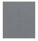 Frontansicht von Doppelflügeltür Strukturiert Hygge Grau Basic inkl. Zarge - Huga