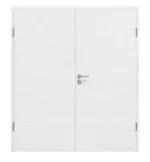 Frontansicht von Doppelflügeltür Strukturiert Weiß Basic inkl. Zarge - Huga