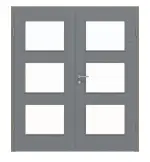 Frontansicht von Doppelflügeltür LA 11 Strukturiert Hygge Grau Basic inkl. Zarge - Huga