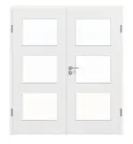 Frontansicht von Doppelflügeltür LA 11 Strukturiert Weiß Basic inkl. Zarge - Huga