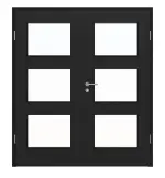 Frontansicht von HÖRMANN Doppelflügeltür Leinen Schwarz Proline Concepto mit Lichtausschnitt LA 11 mit Zarge