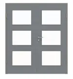 Frontansicht von Doppelflügeltür LA 11 Cotton like Hygge Grau Basic inkl. Zarge - Huga