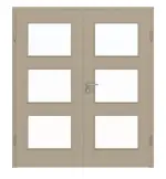 Frontansicht von Doppelflügeltür LA 11 Cotton like Taupe Basic inkl. Zarge - Huga