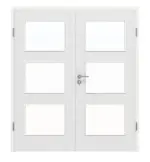 Frontansicht von Doppelflügeltür LA 11 Leinen Weiß ProLine inkl. Zarge - Hörmann