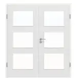 Frontansicht von Doppelflügeltür LA 11 Cotton like Weiß Basic inkl. Zarge - Huga