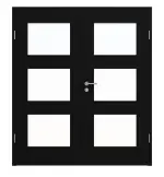 Frontansicht von HÖRMANN Doppelflügeltür Ultramatt Schwarz Proline Concepto mit Lichtausschnitt LA 11 mit Zarge