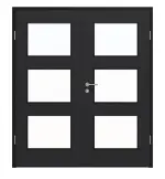 Frontansicht von HÖRMANN Doppelflügeltür Schiefer Schwarz Proline Concepto mit Lichtausschnitt LA 11 mit Zarge