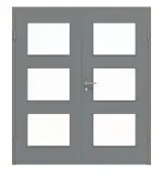 Frontansicht von Doppelflügeltür LA 11 Ultramatt Hygge Grau Basic inkl. Zarge - Huga