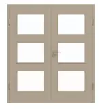 Frontansicht von Doppelflügeltür LA 11 Ultramatt Taupe Basic inkl. Zarge - Huga