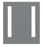 Frontansicht von Doppelflügeltür LA 24 bandseitig Ultramatt Staubgrau ProLine inkl. Zarge - Hörmann