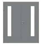 Frontansicht von Doppelflügeltür LA 24 bandseitig Ultramatt Hygge Grau Basic inkl. Zarge - Huga