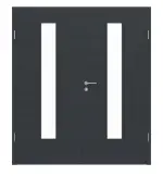 Frontansicht von Doppelflügeltür LA 24 Cotton like Anthrazit Basic inkl. Zarge - Huga